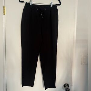 H&M Black Drawstring Tapered Pants Elastic Waist Size 4 Minimalist
